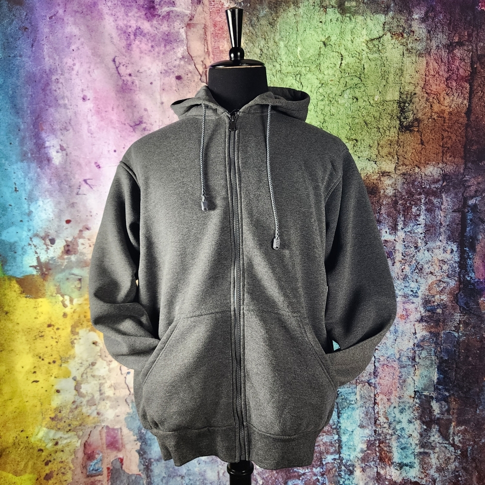 XXL Casual Grey Full Zip Lightweight Hoodie - Picture 2 of 10